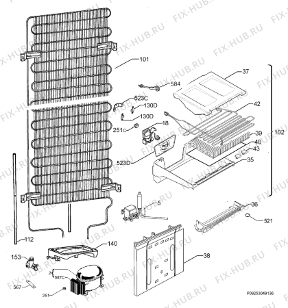 Взрыв-схема холодильника Electrolux ENB38739X - Схема узла Cooling system 017